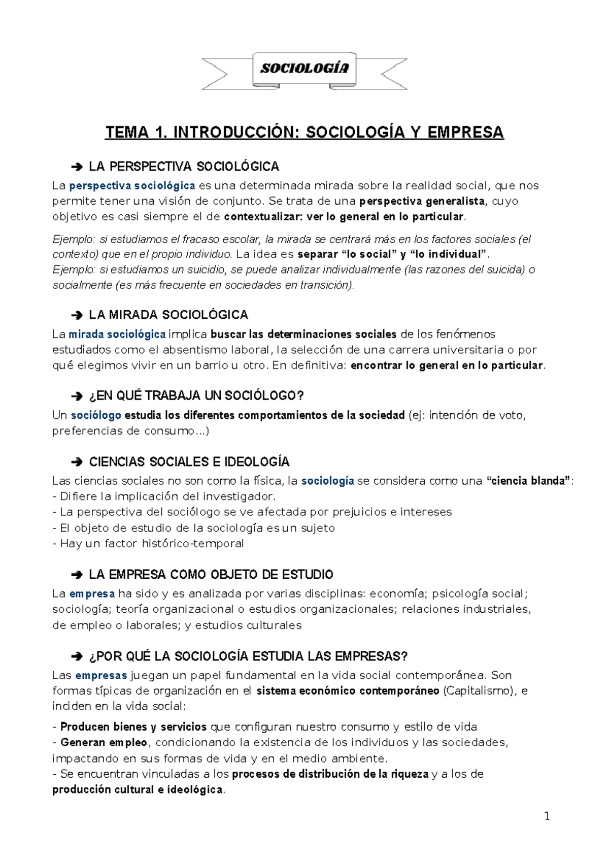 Sociologia - Resumen temas 1,2,3 sociología de la empresa - TEMA 1 ...