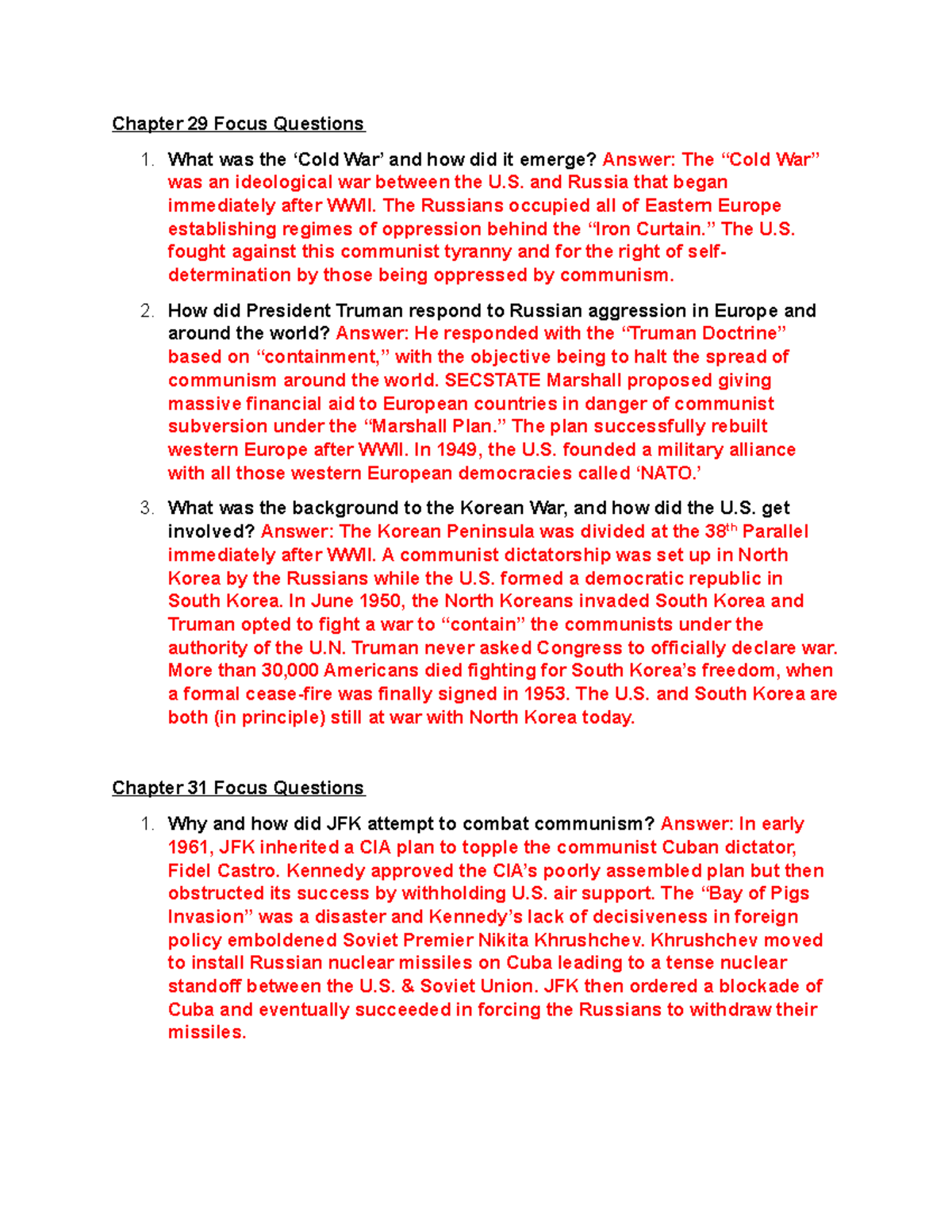 Chapter 29 Focus Questions Chapter 29 Focus Questions 1. What was the