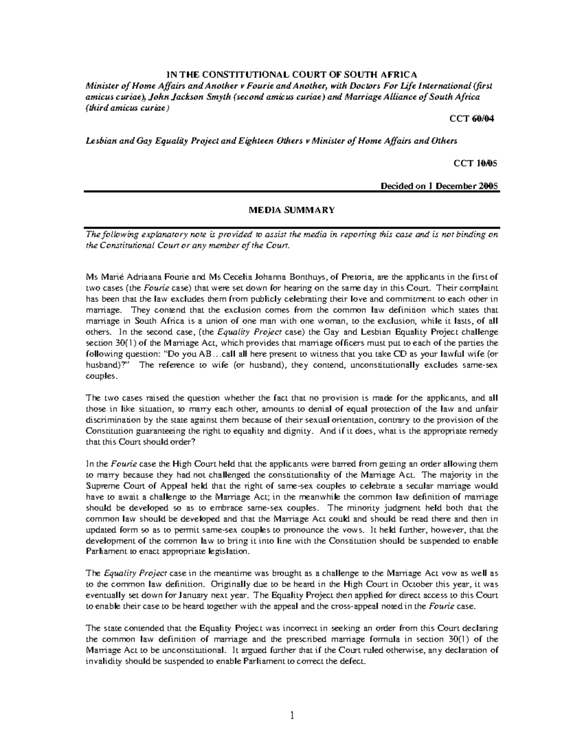 Case an important case that is summarised IN THE CONSTITUTIONAL