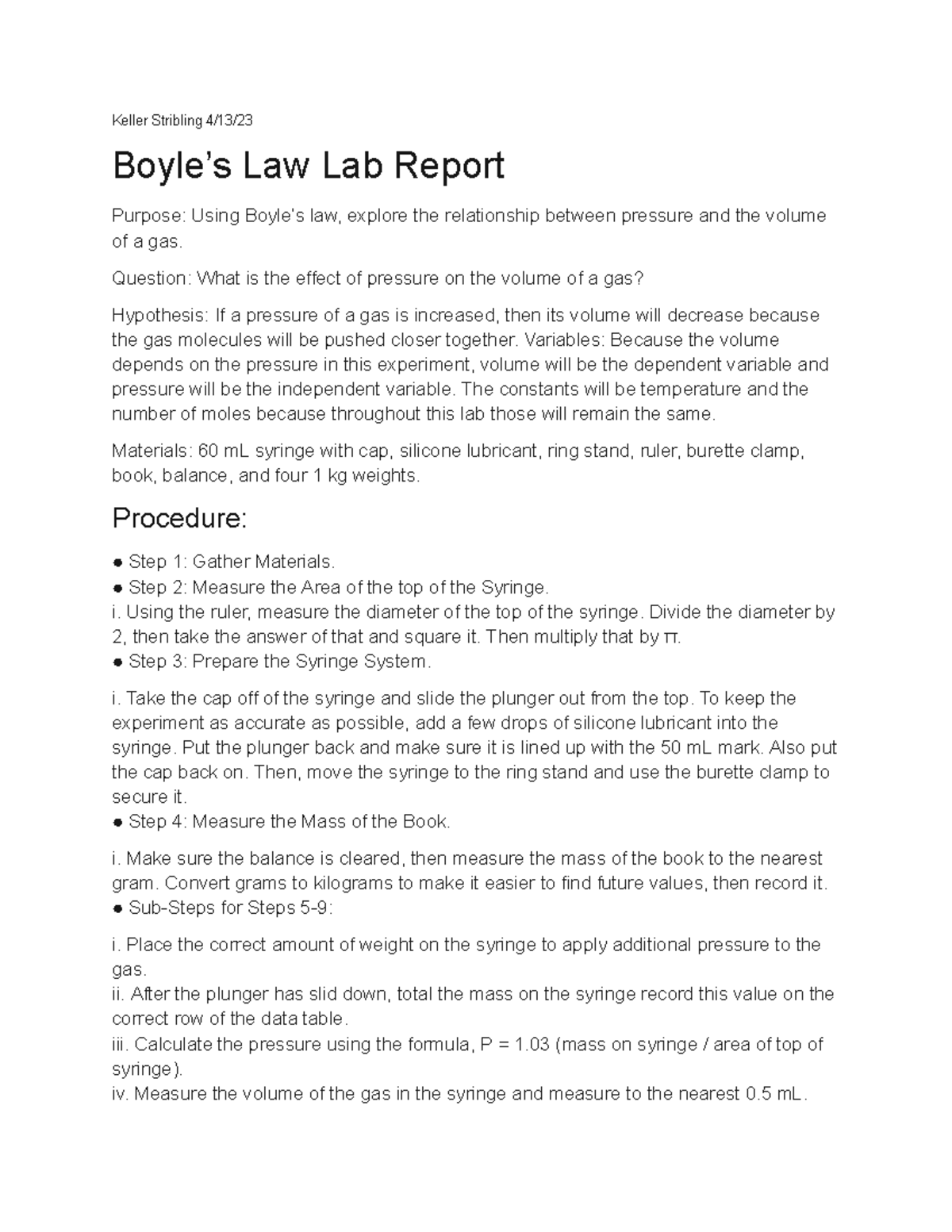 lab boyle's law assignment reflect on the lab