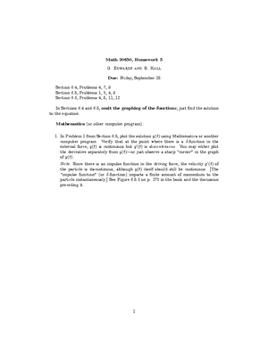Hw6 - Home work 6 solutions - Math 30650, Homework 6 G. Edwards and B ...