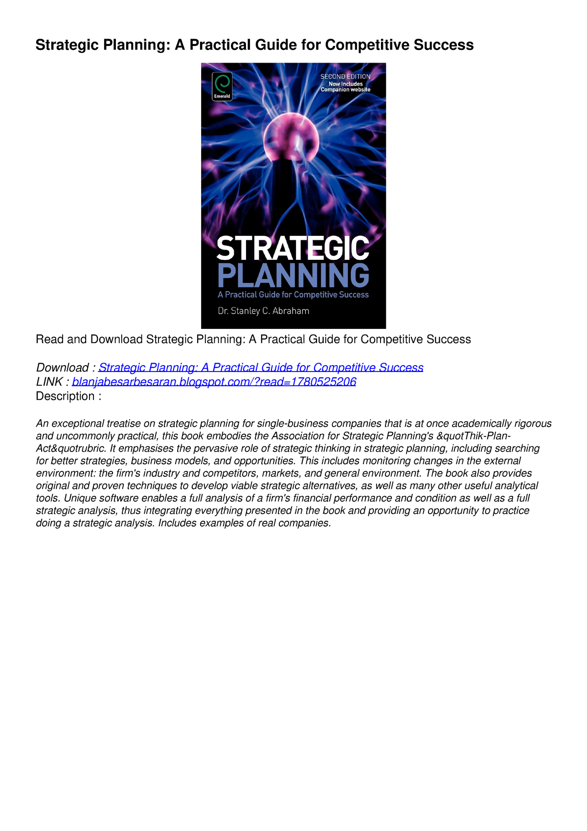 literature review on strategic planning pdf