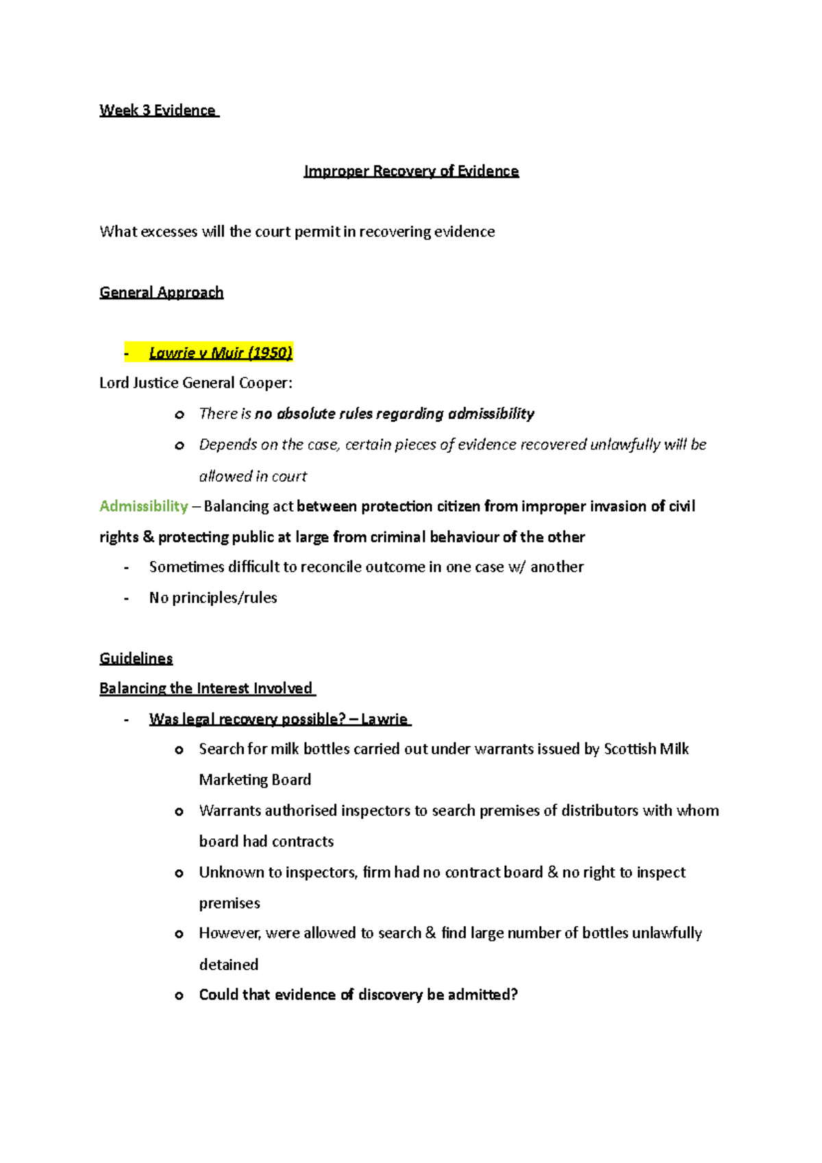 Improper Recovery of Evidence Week 3 Evidence Improper Recovery of