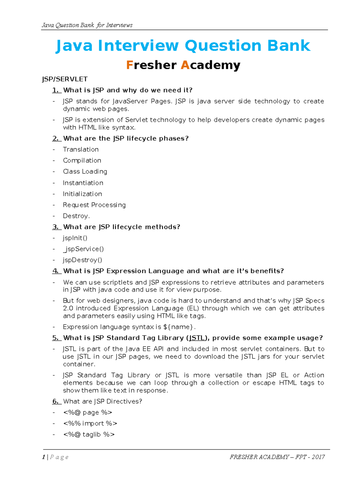 FA Java Web Interview Question Bank - Java Question Bank for Interviews ...
