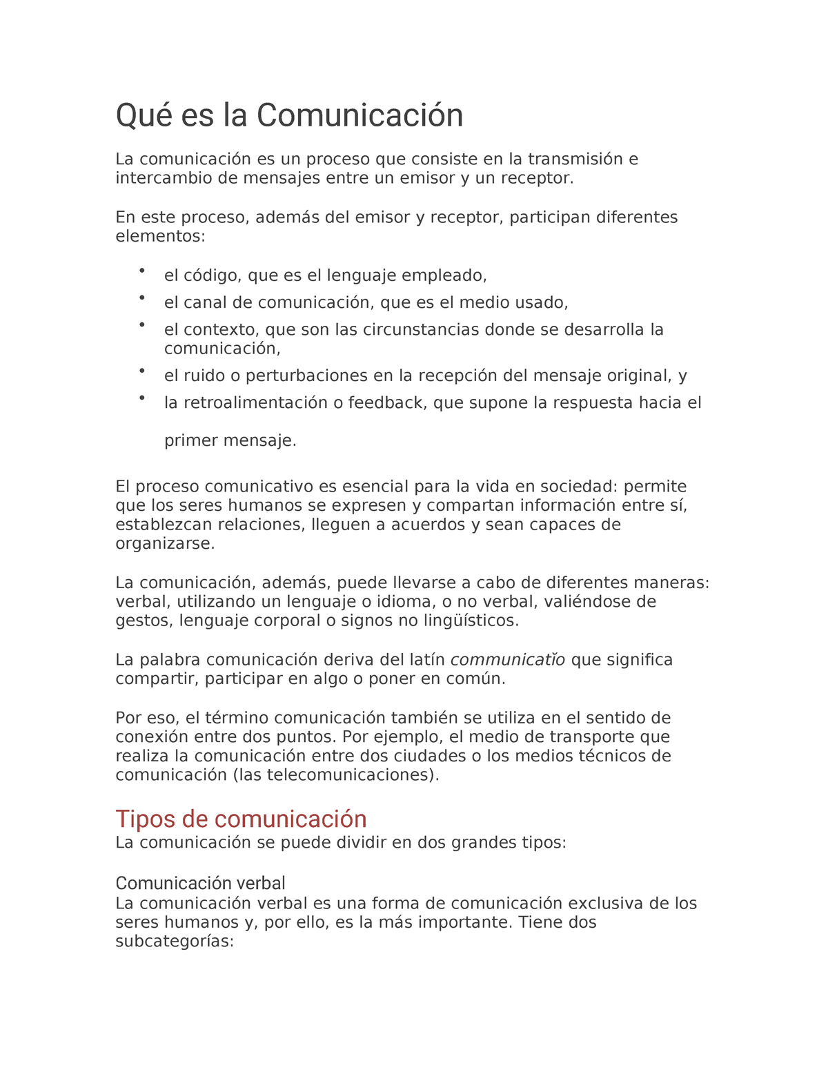 Tipos Y Elementos De La Comunicación 2 Qué Es La Comunicación La Comunicación Es Un Proceso 2363