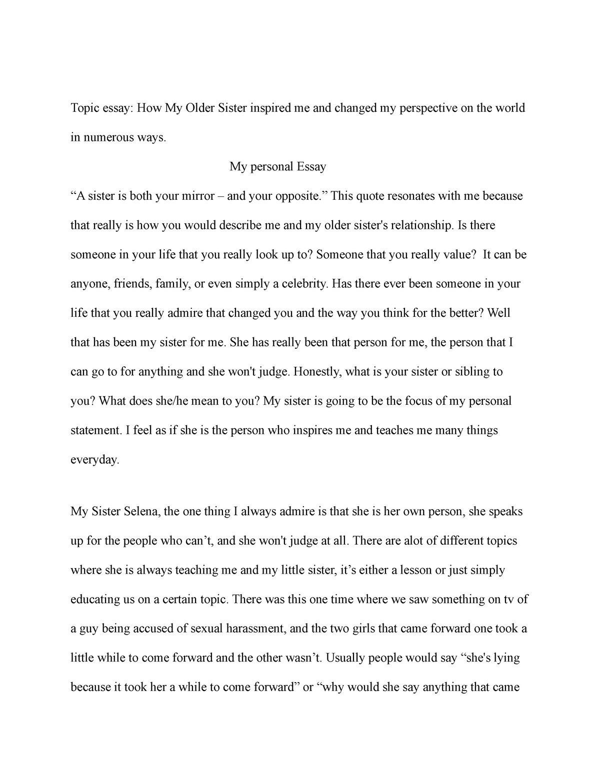 essay on older sister