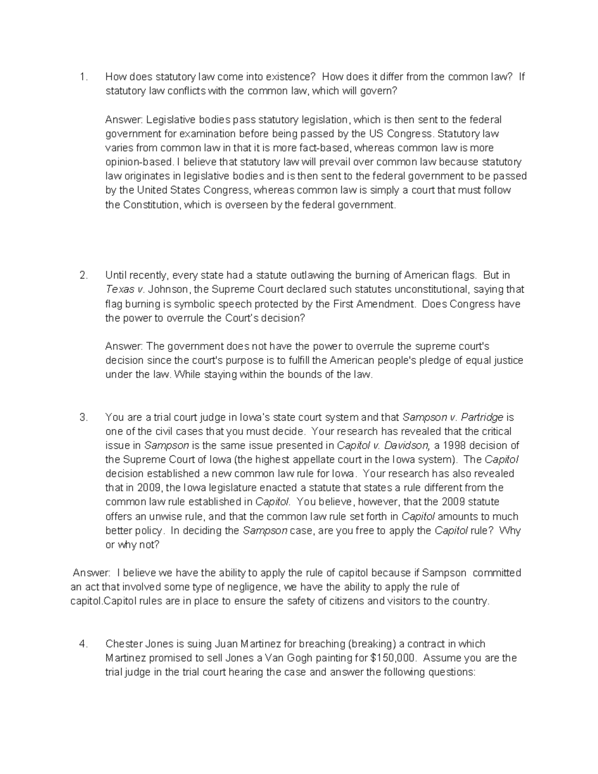 Business+law+chapter+1+cps How does statutory law come into existence