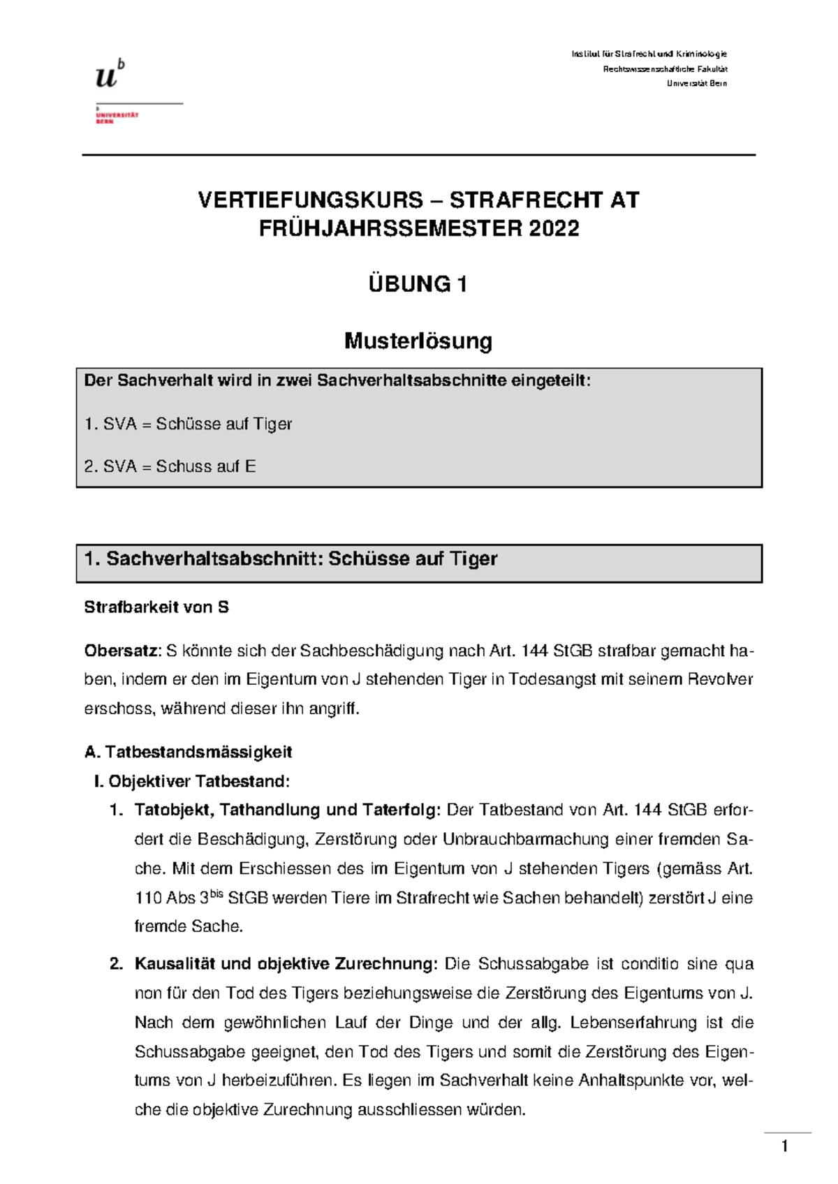 Ã Bung 1 Musterl Ã¶sung FS22 - Universität Bern VERTIEFUNGSKURS ...