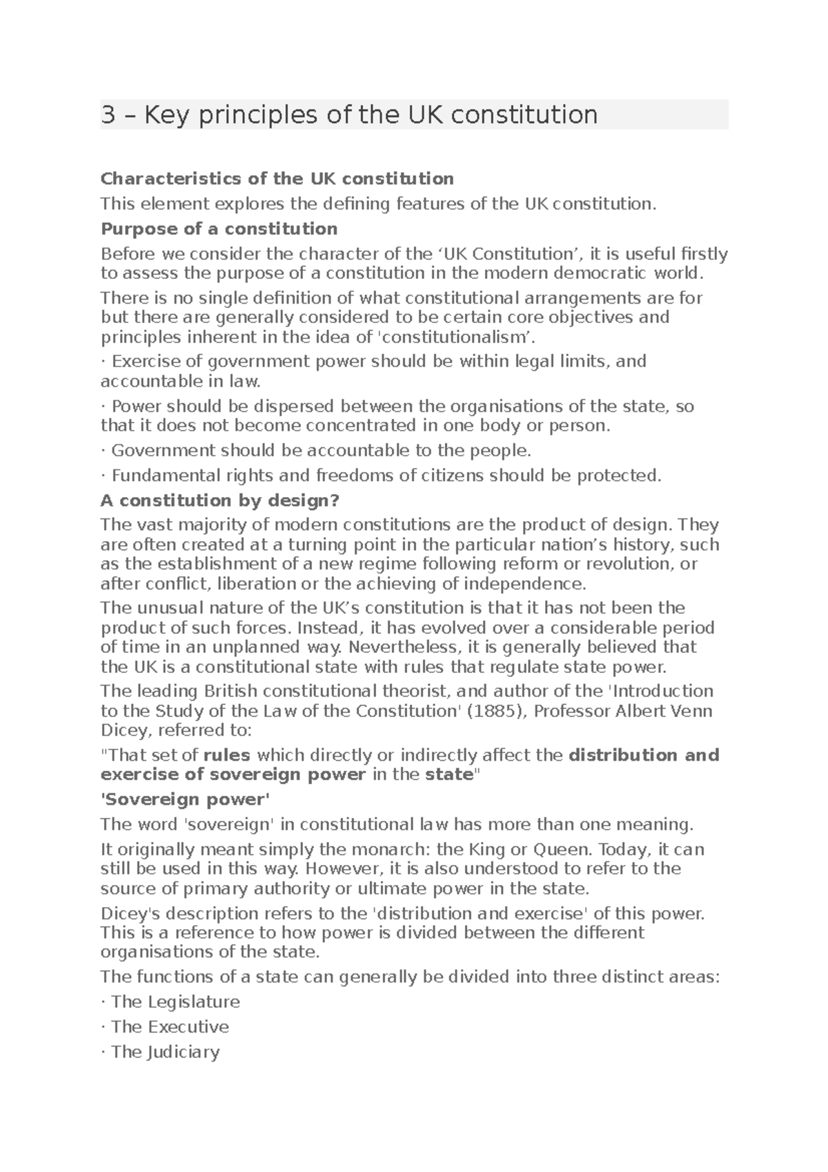 Public Law 3 Principles of constitution adapt 3 Key principles of