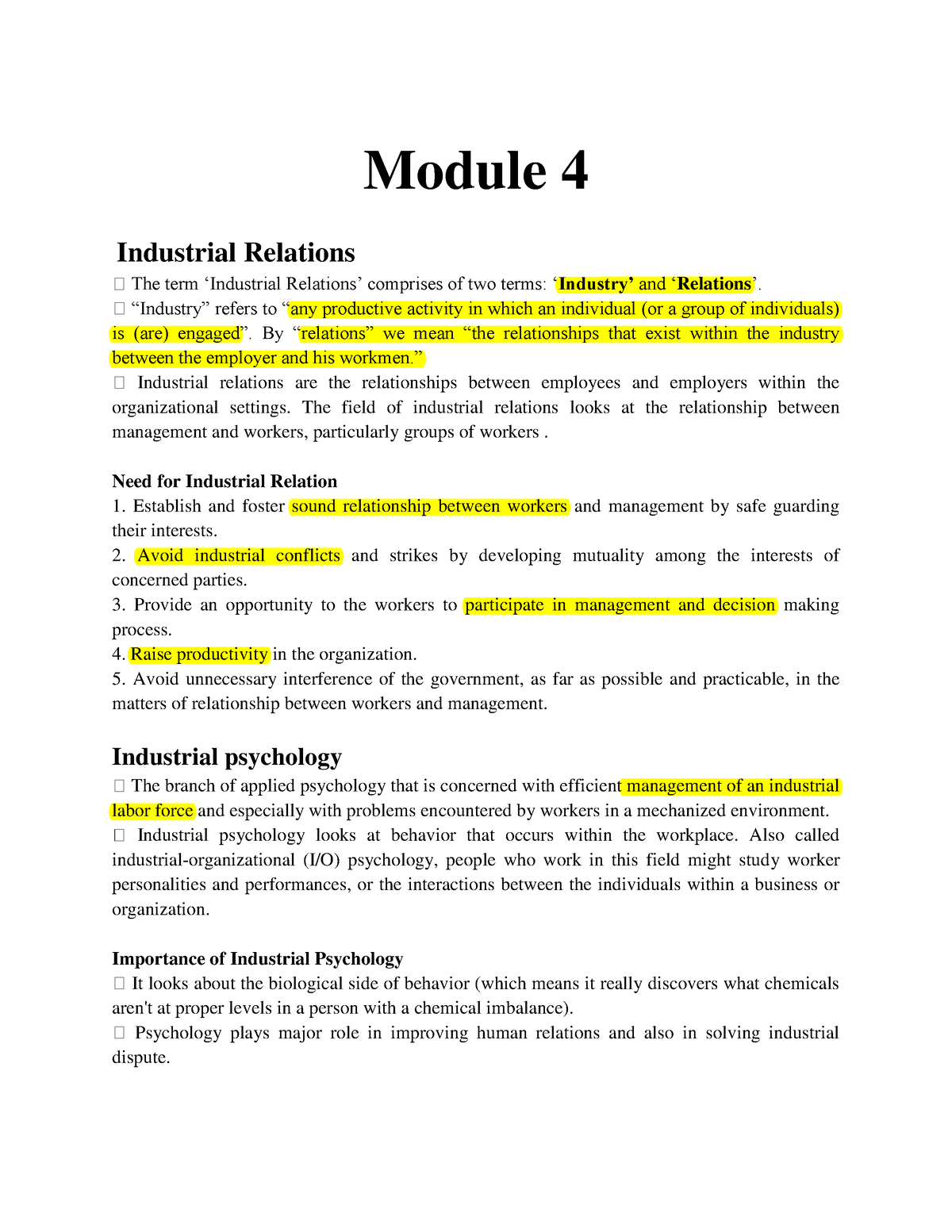 short case study on industrial relations with solution