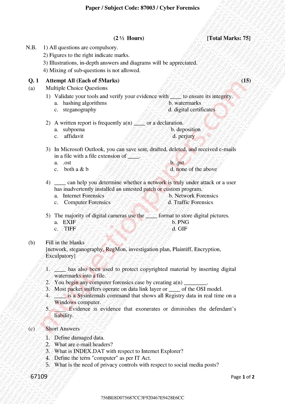 Tybsc-CS SEM6 CF NOV19 - 67109 Page 1 Of 2 (2 ½ Hours) [Total Marks: 75 ...