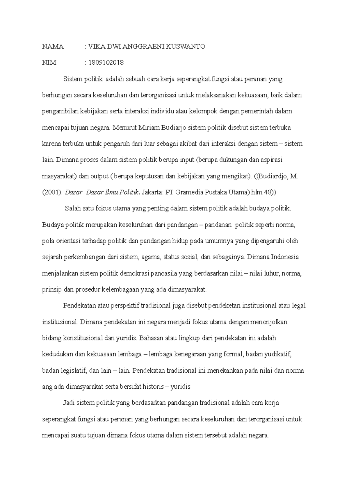 Tugas paper 3 - Definisi dan penjelasan mengenai sistem politik - NAMA ...
