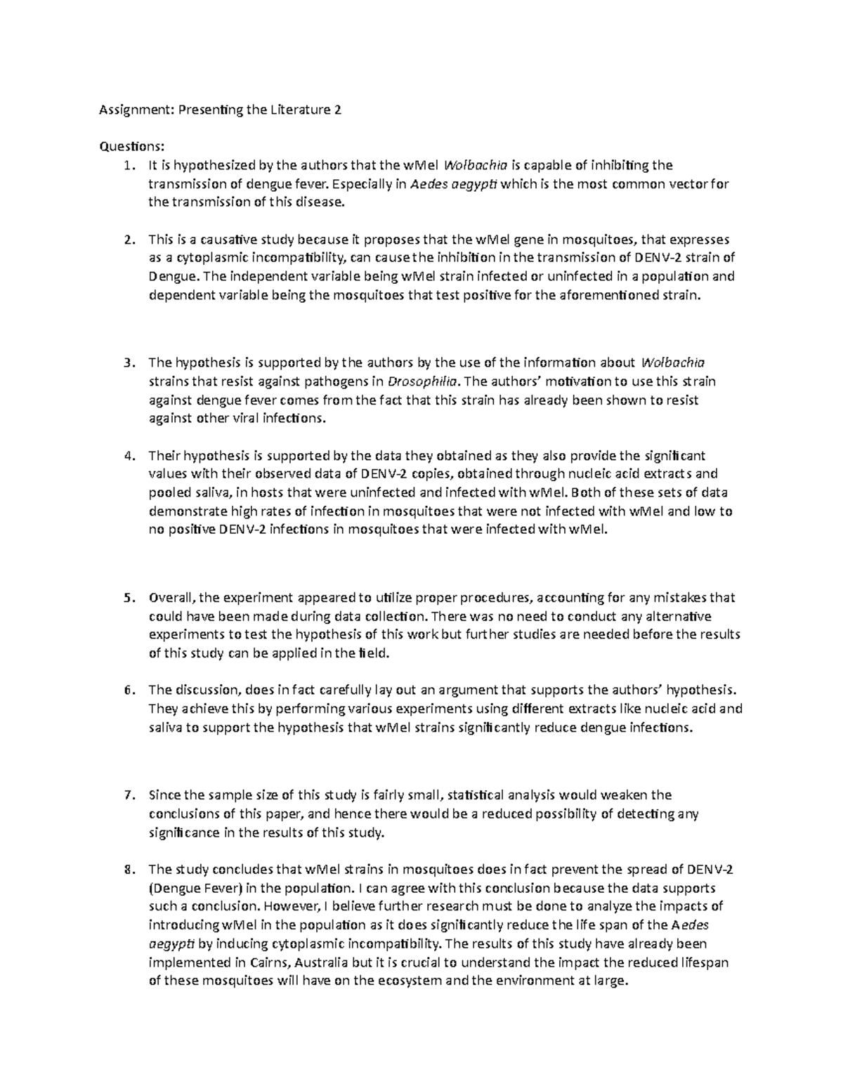 Assignment 2 14915 - Assignment: Presenting the Literature 2 Questions ...
