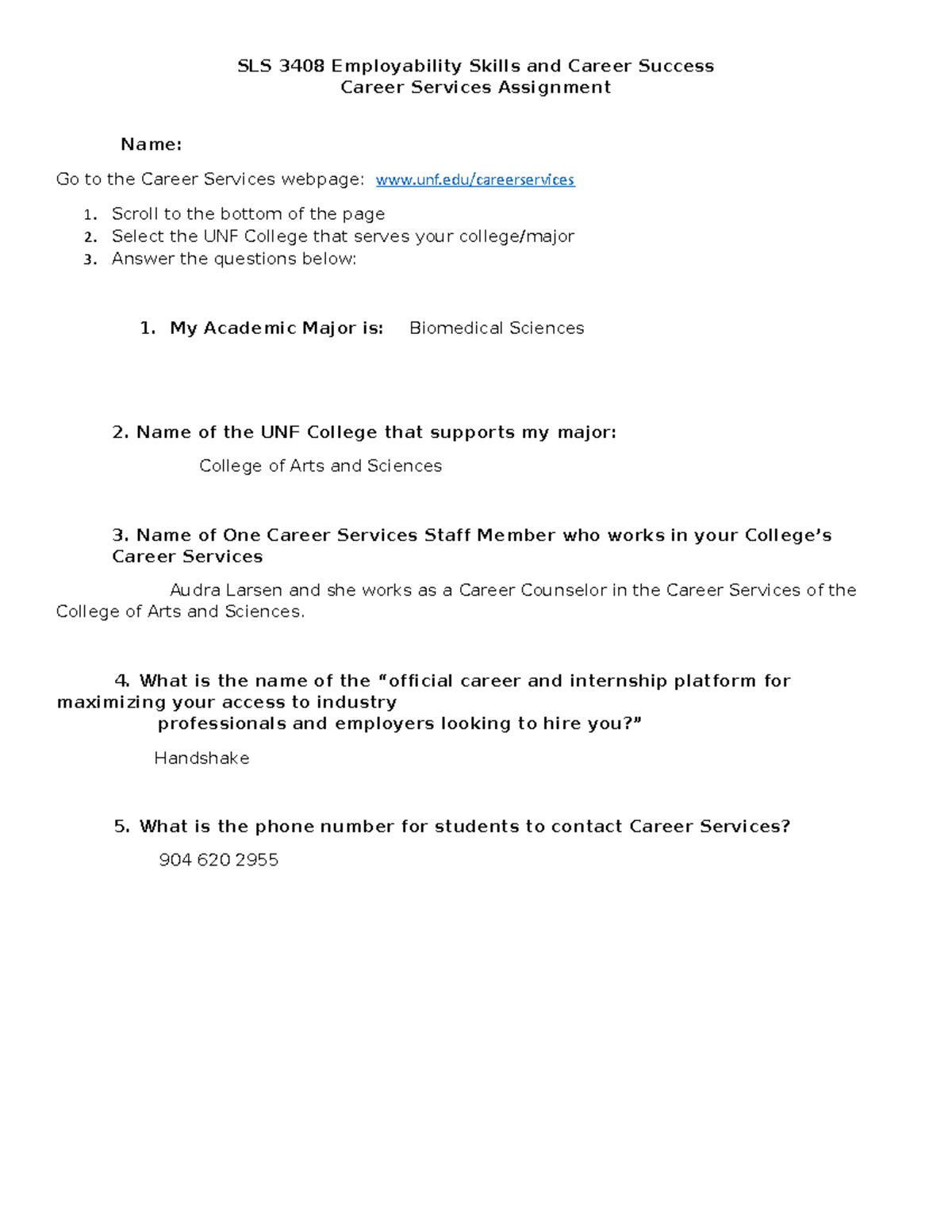 Career Services Assignment upload - SLS 3408 Employability Skills and ...