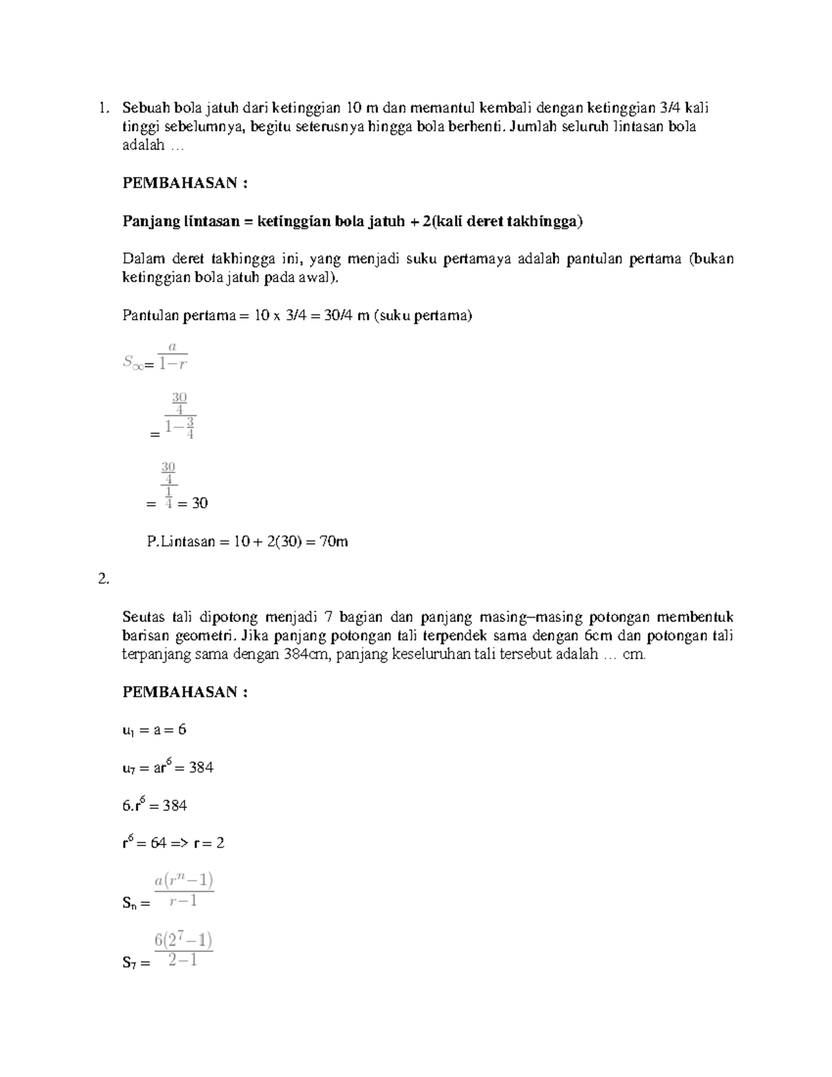 Soal Matematika Sesi 4 - Sebuah Bola Jatuh Dari Ketinggian 10 M Dan ...