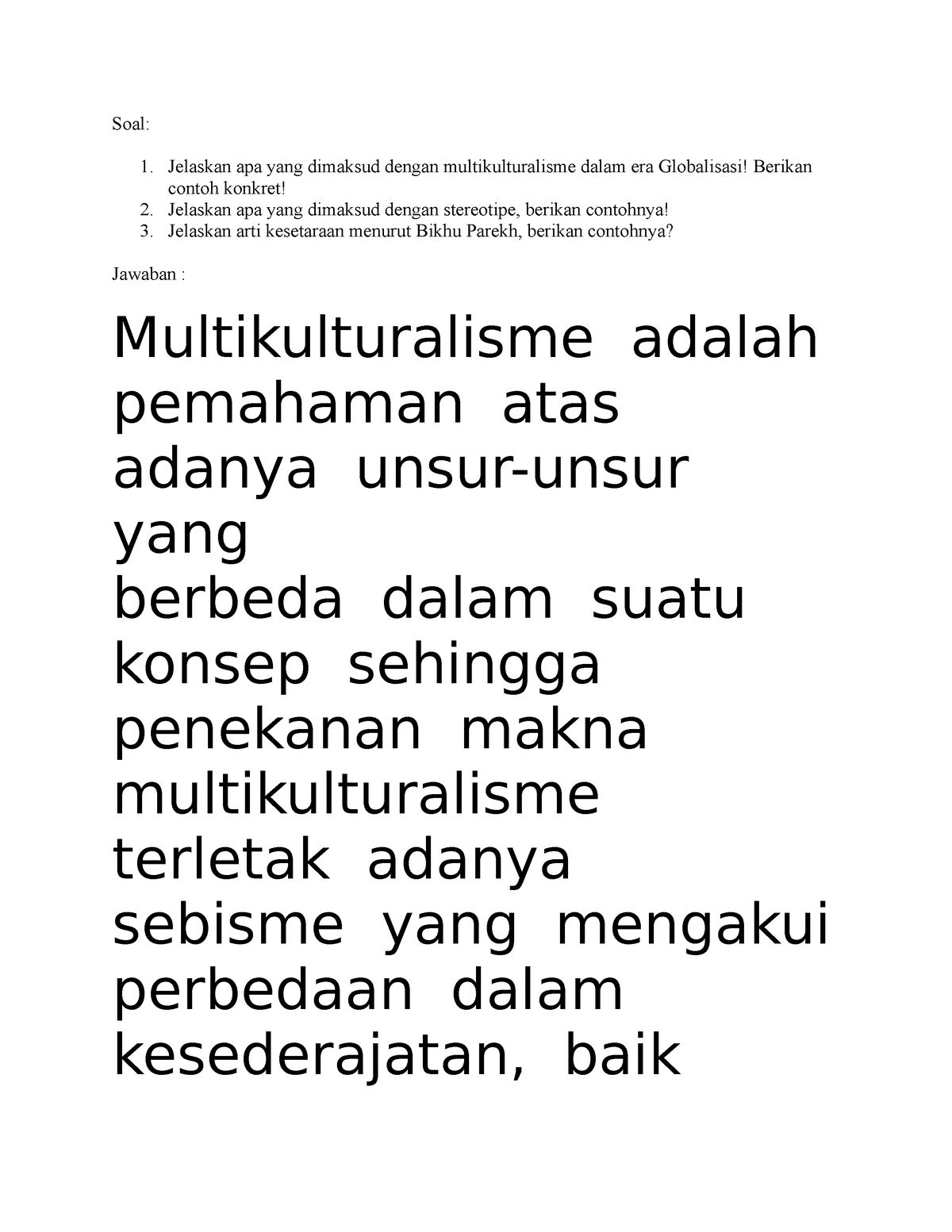 Tugas 2 Ilmu Sosial dan Budaya Dasar Soal 1. Jelaskan apa yang