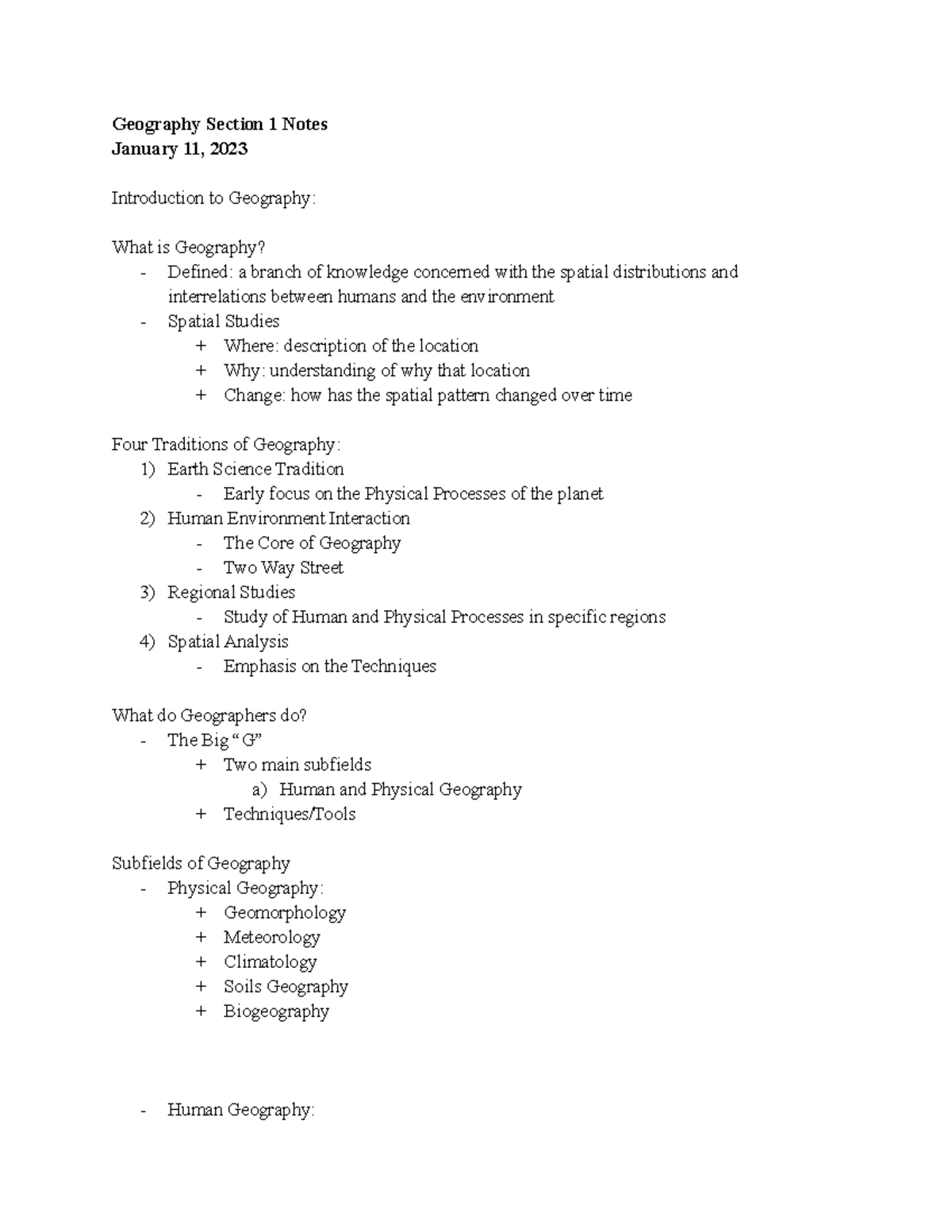 Geography Section 1 Notes - Geography Section 1 Notes January 11, 2023 ...