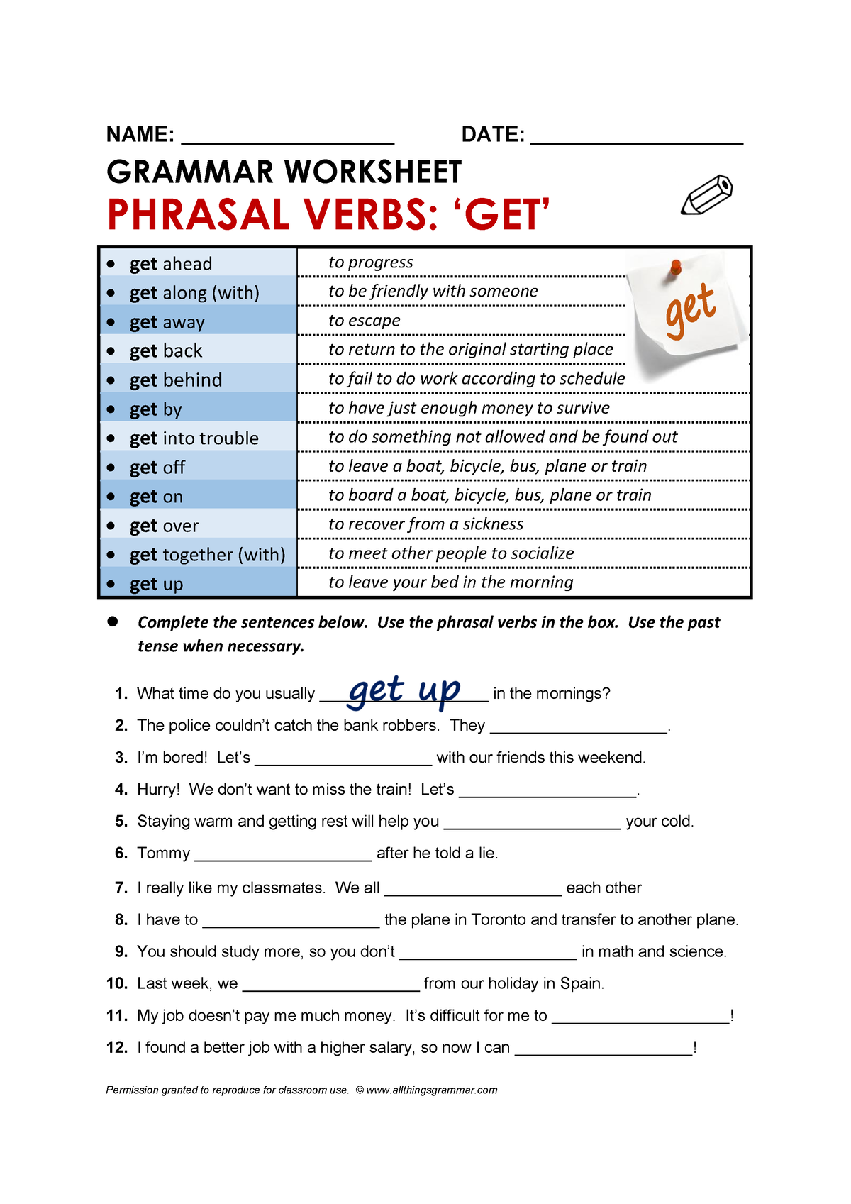 Phrasal Verbs 2 - NAME: ________________________ DATE ...