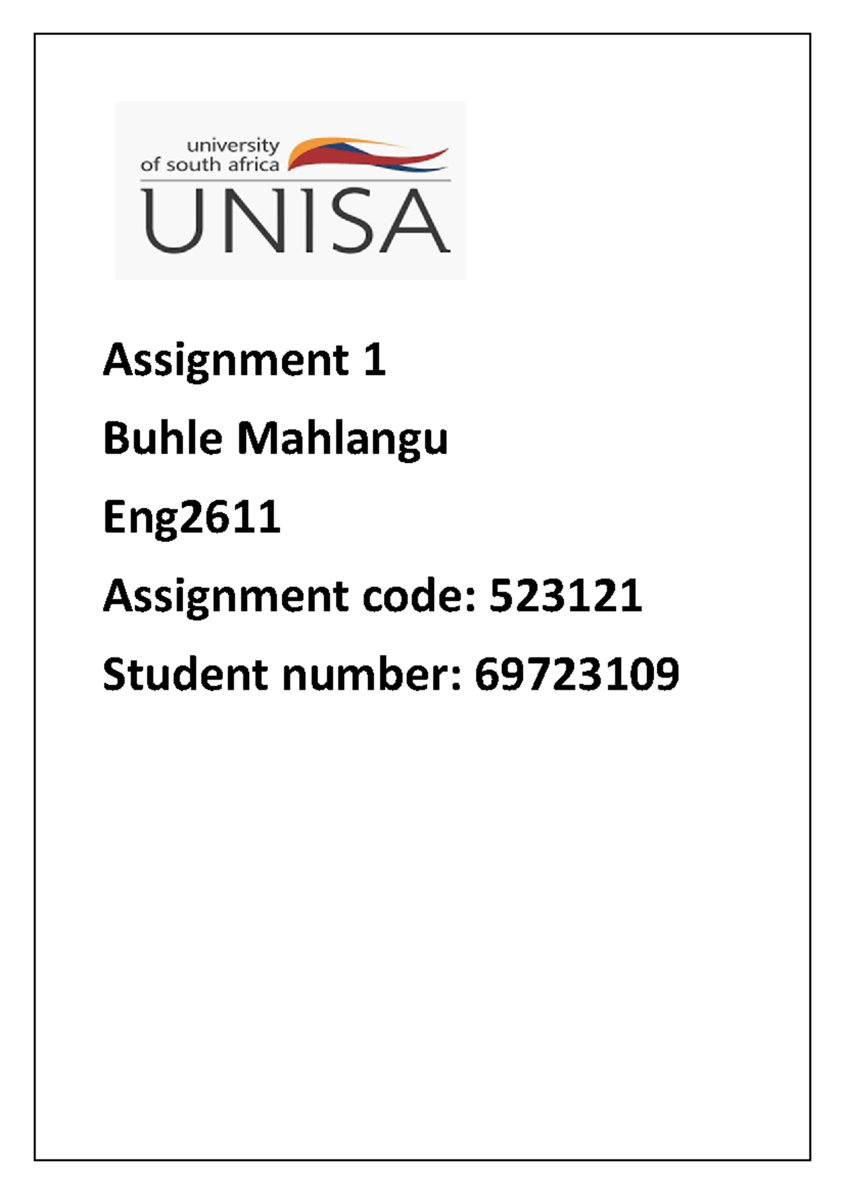 old unisa assignment answers