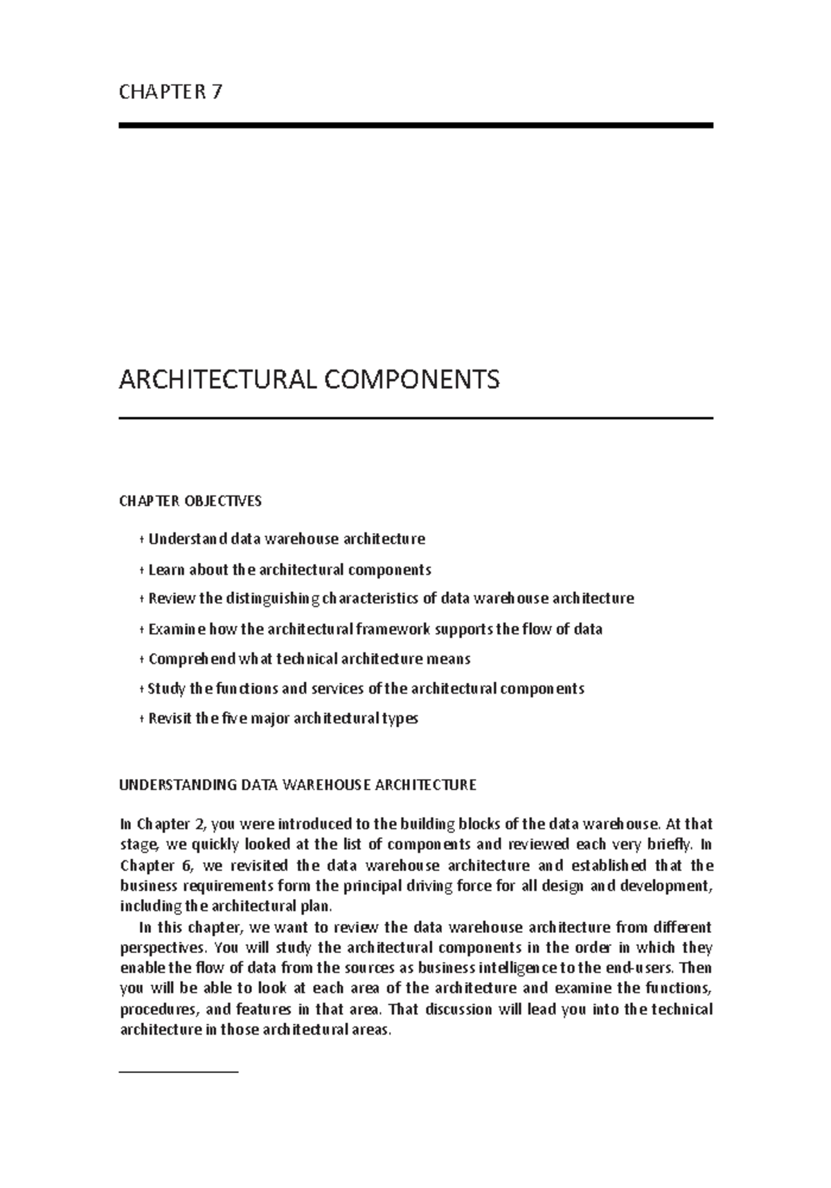 Chapter 7 - notes - CHAPTER 7 ARCHITECTURAL COMPONENTS CHAPTER ...