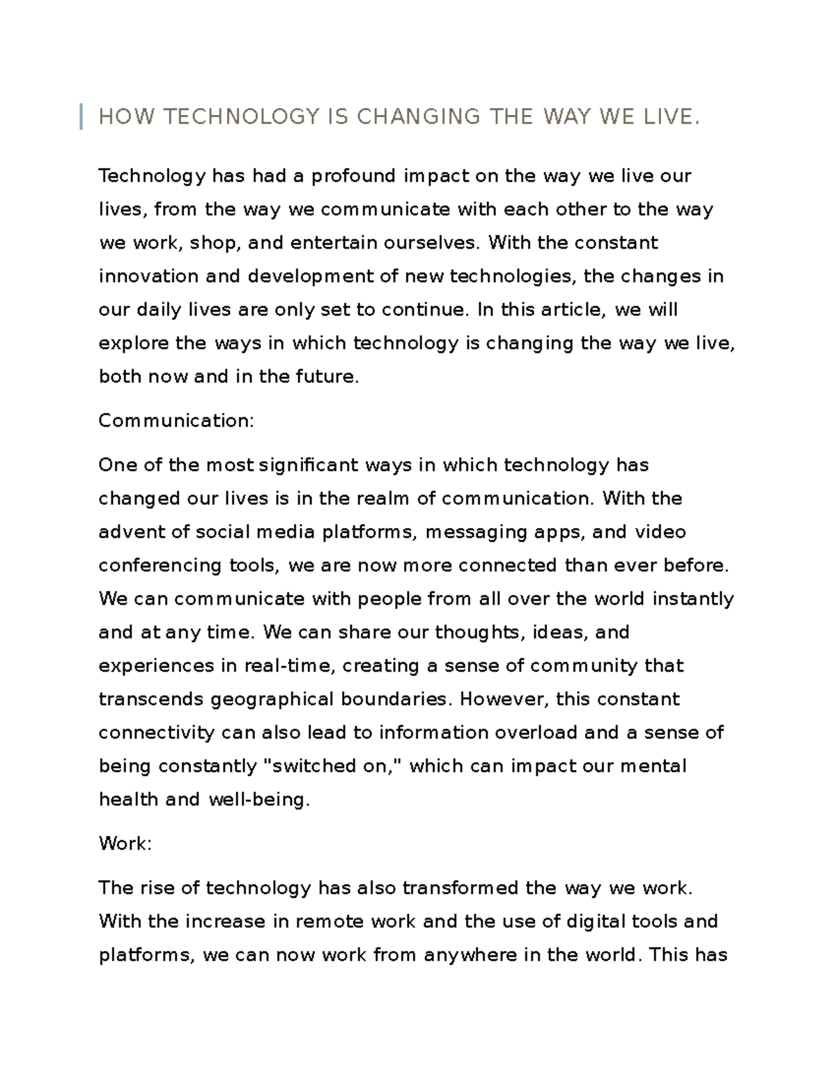 technologies are changing the way we live essay