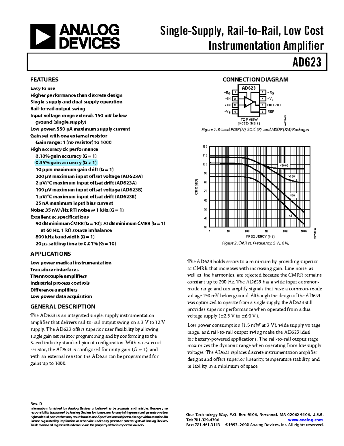 Datasheet-AD623 - DATASHEET - Sensores y Acondicionadores de Señal ...