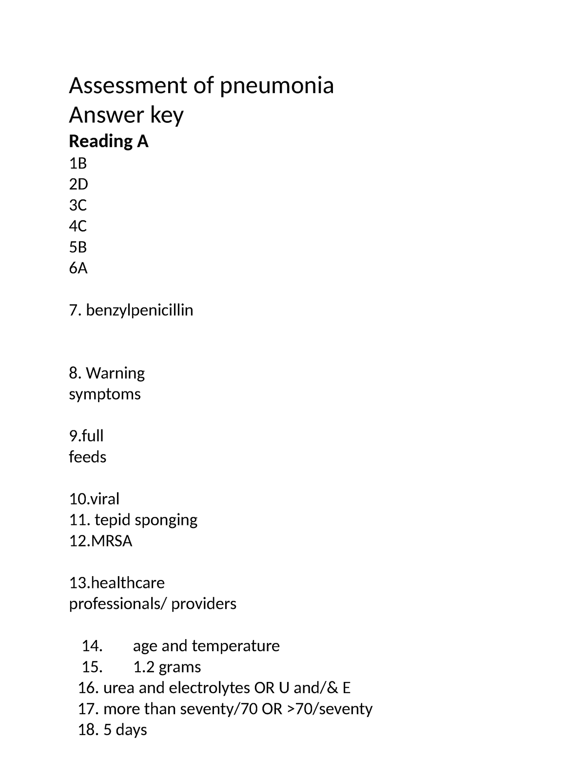 keith rn case study answers pneumonia