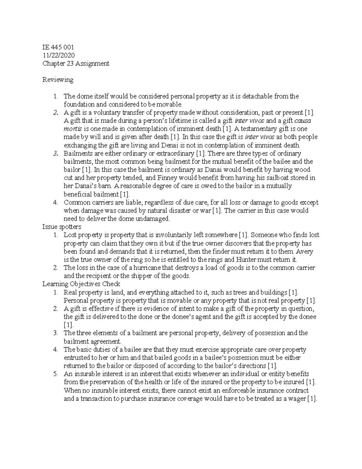 CH 23 Assignment - HOMEWORK SOLUTIONS - IE 445 001 11/22/ Chapter 23 ...