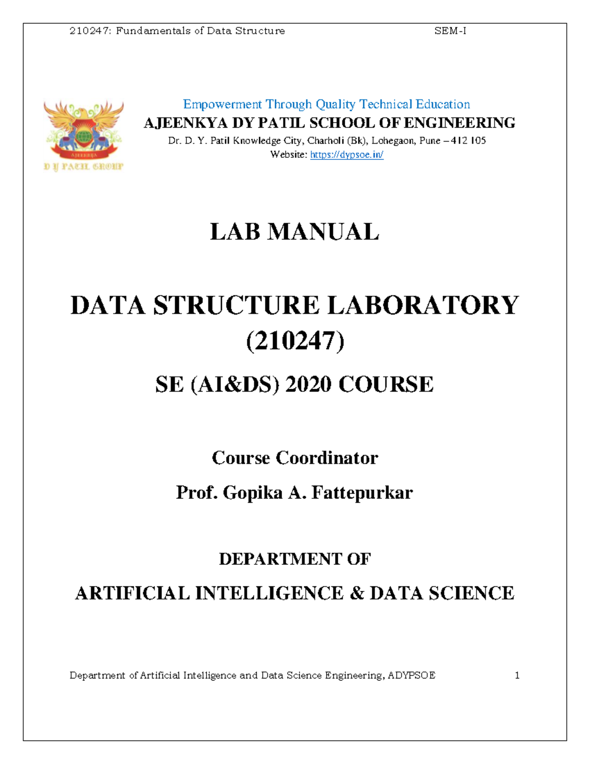 Lab Manual Format AI&DS (1) Empowerment Through Quality Technical