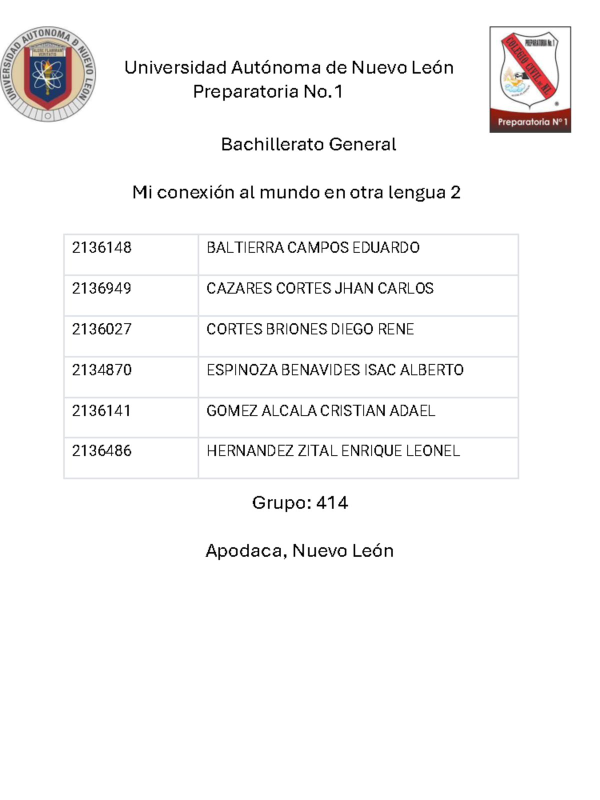 Evidencia 1 E1 PE - Universidad Autónoma de Nuevo León Preparatoria No ...