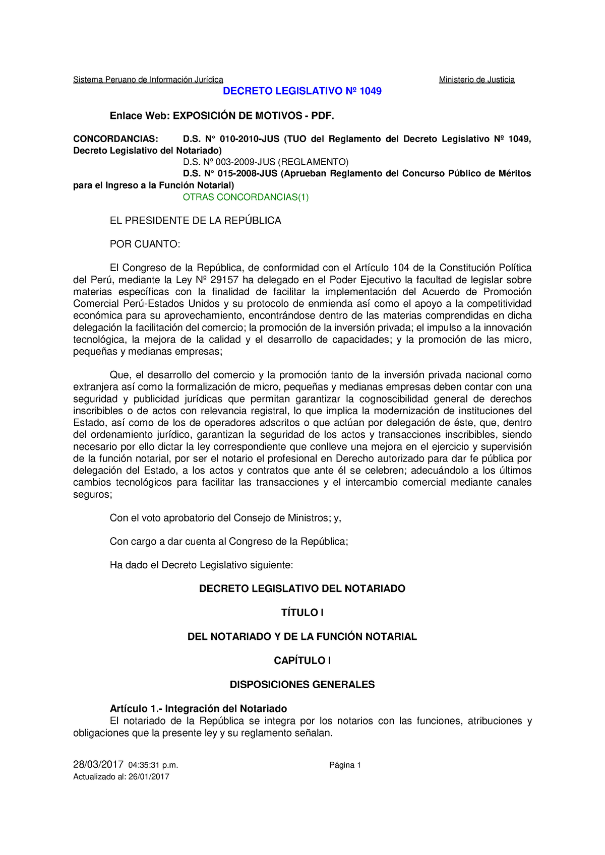 Decreto Legislativo Nº 1049 - 28/03/2017 04:35:31 P. Página 1 DECRETO ...