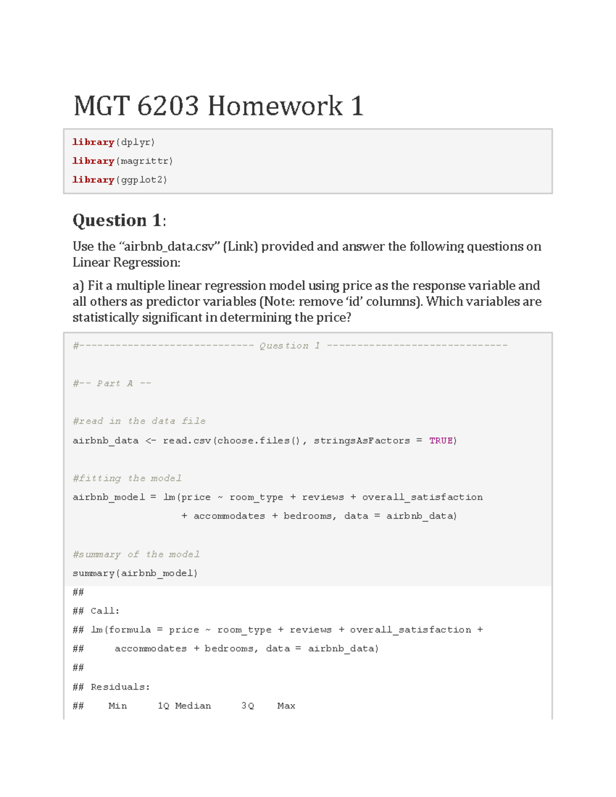 MGT 6203 Homework 1 - R Code - MGT 6203 Homework 1 Library(dplyr ...