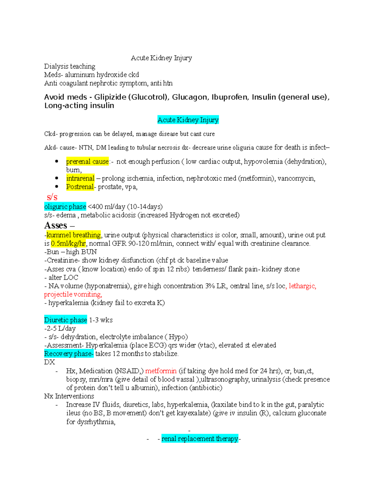 MED Surge Acute Kidney Injury Acute Kidney Injury Dialysis teaching