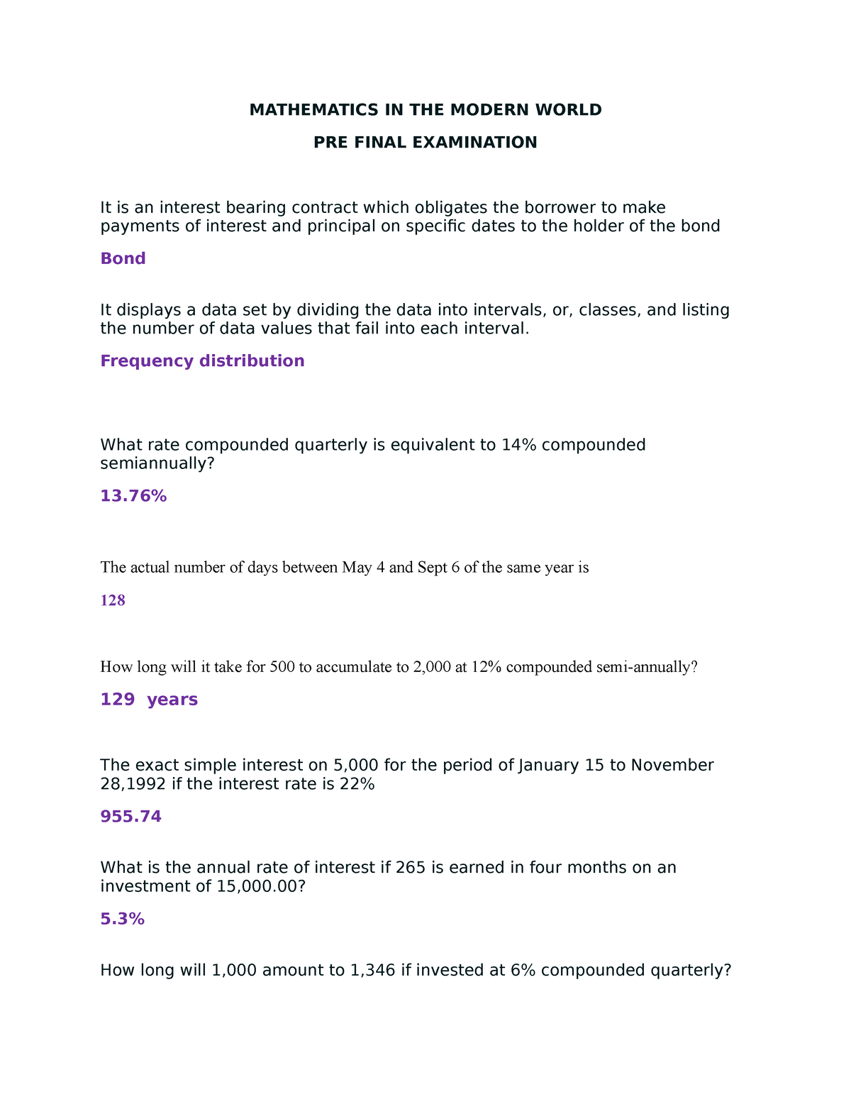 Matth-Modern-World-Pre-Final-Exams - MATHEMATICS IN THE MODERN WORLD ...