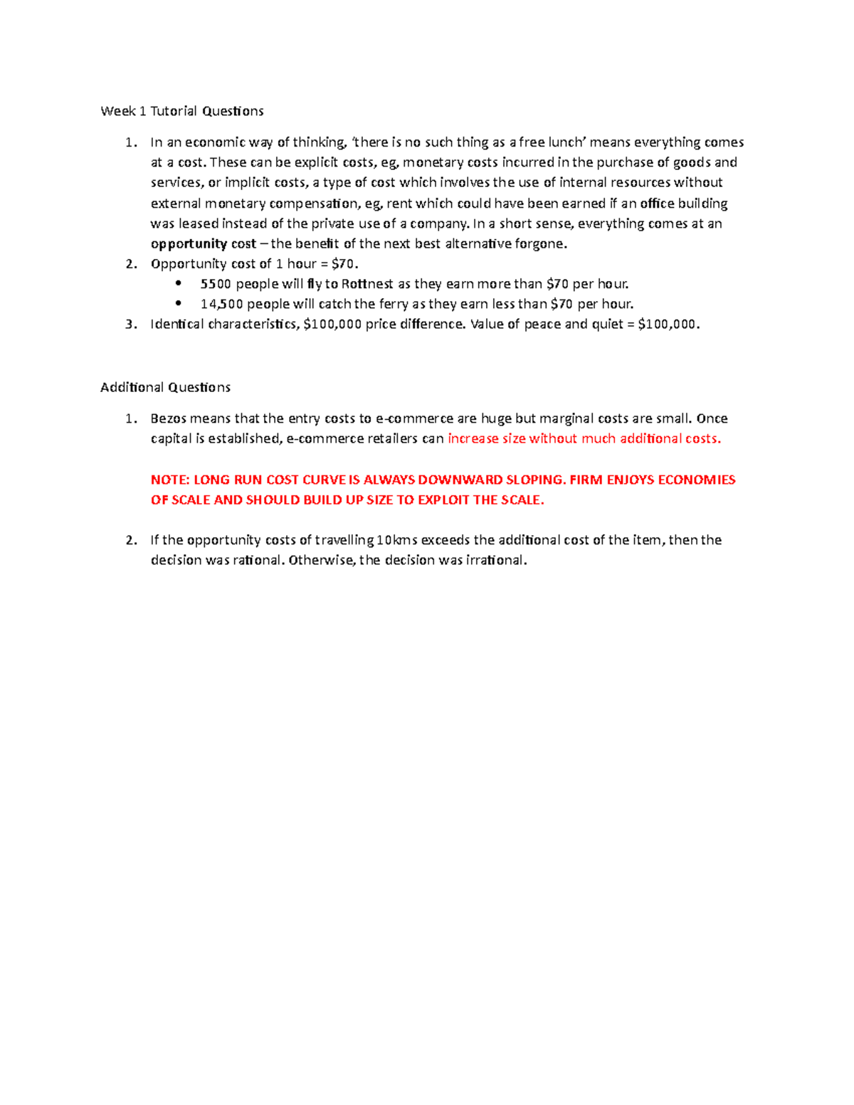 Tutorial Questions - Week 1 Tutorial Questions In an economic way of ...