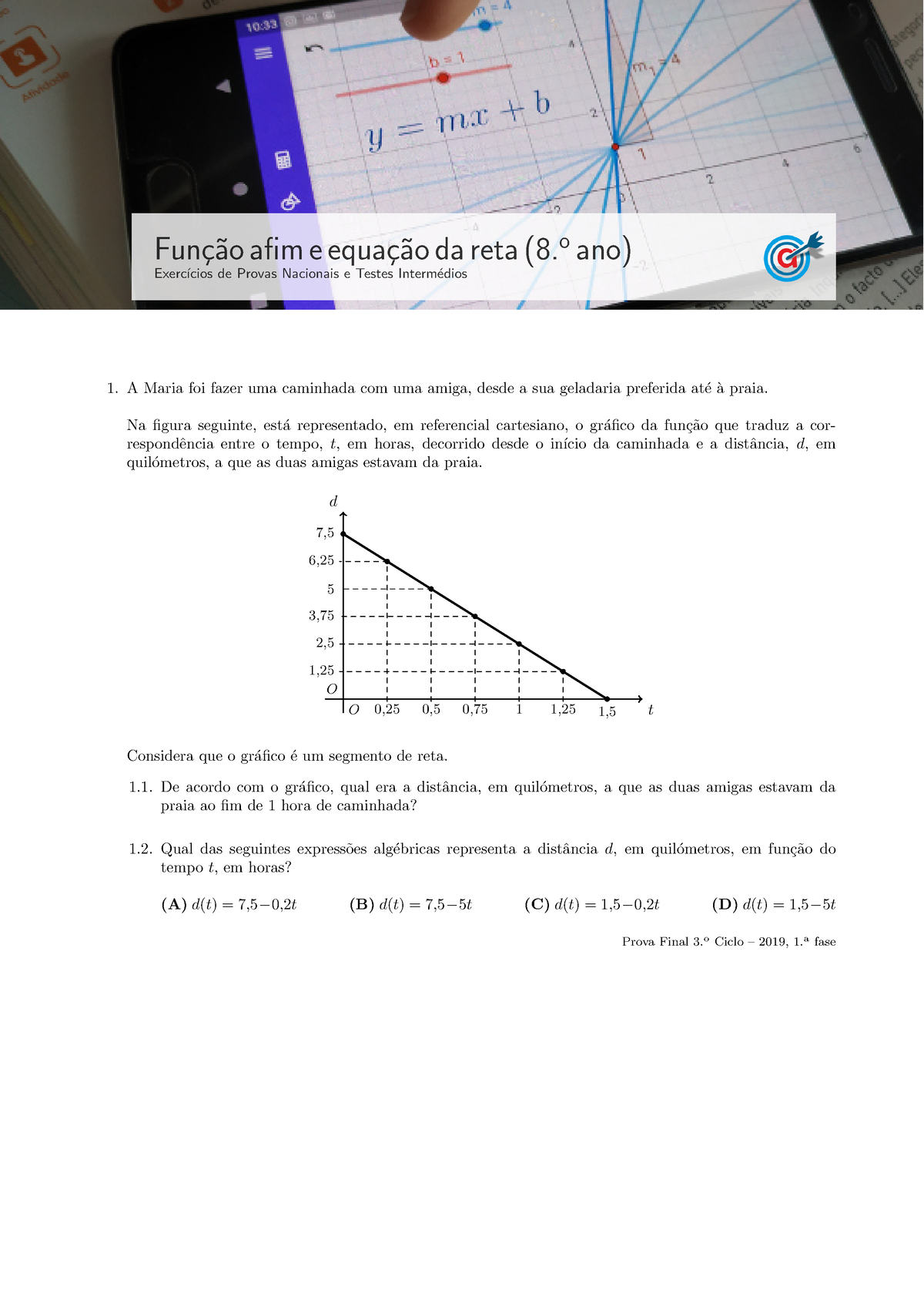 Func Afim Eq Reta - Funções - Fun ̧c ̃ao Afim E Equa ̧c ̃ao Da Reta (8 ...