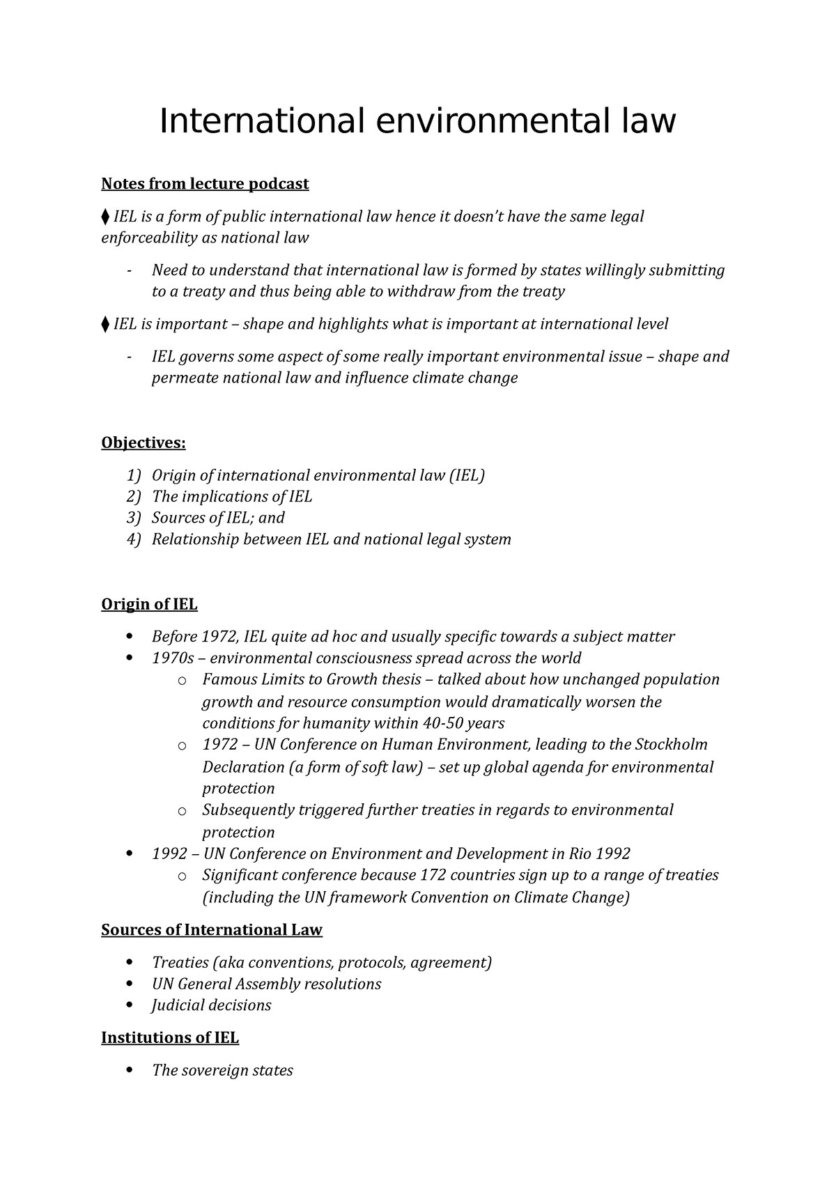 Nature Of International Environmental Law