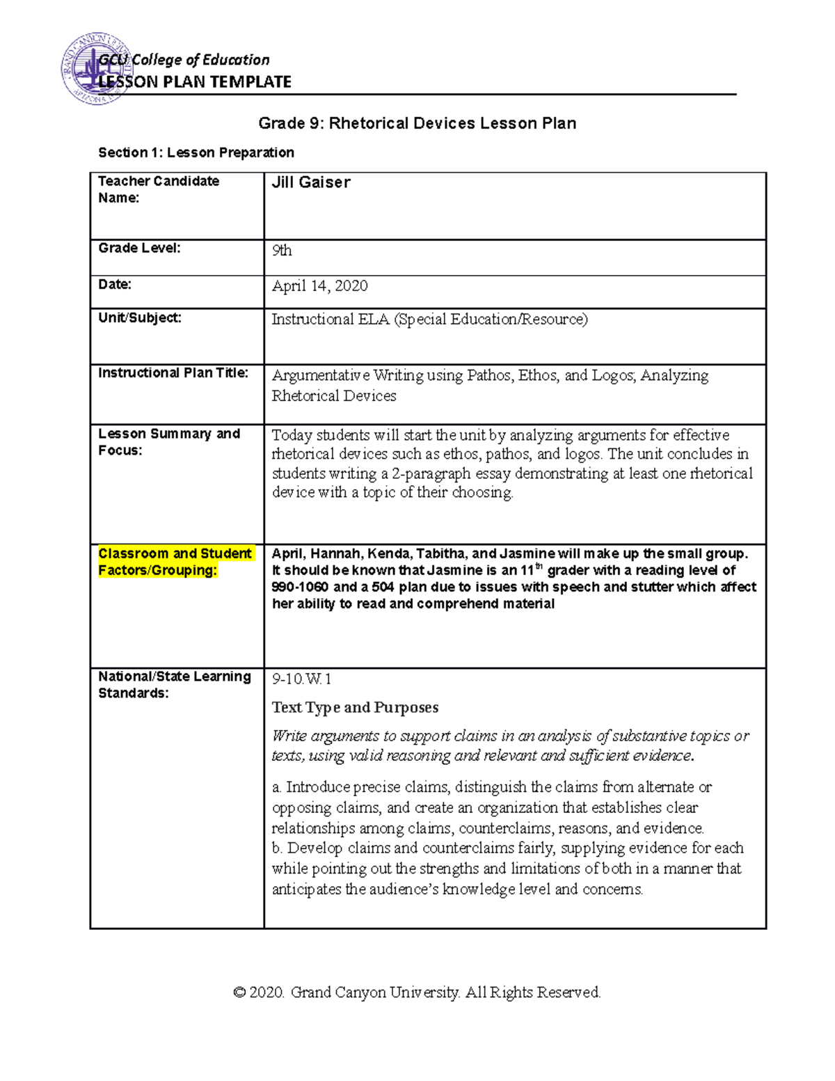 SPD-200 Jill Gaiser Differentiating Instruction - LESSON PLAN TEMPLATE ...