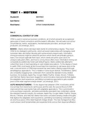 Midterm TEST 1 Theory - TEST 1 – Open Book (Theory) Student #: # Last ...