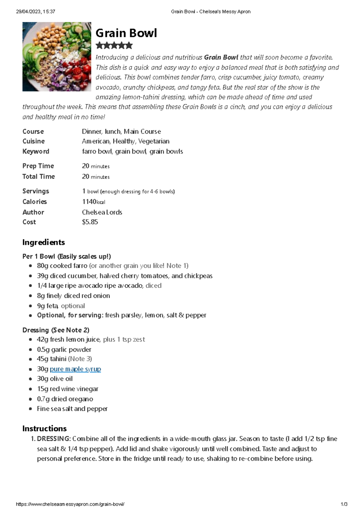 Grain Bowl - Chelsea's Messy Apron - 29/04/2023, 15:37 Grain Bowl ...