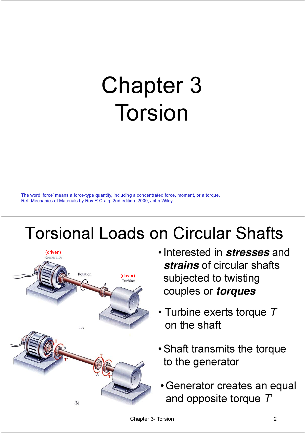 Chapter 3 -C3 - Chapter 3 Torsion The word ‘force’ means a force-type ...