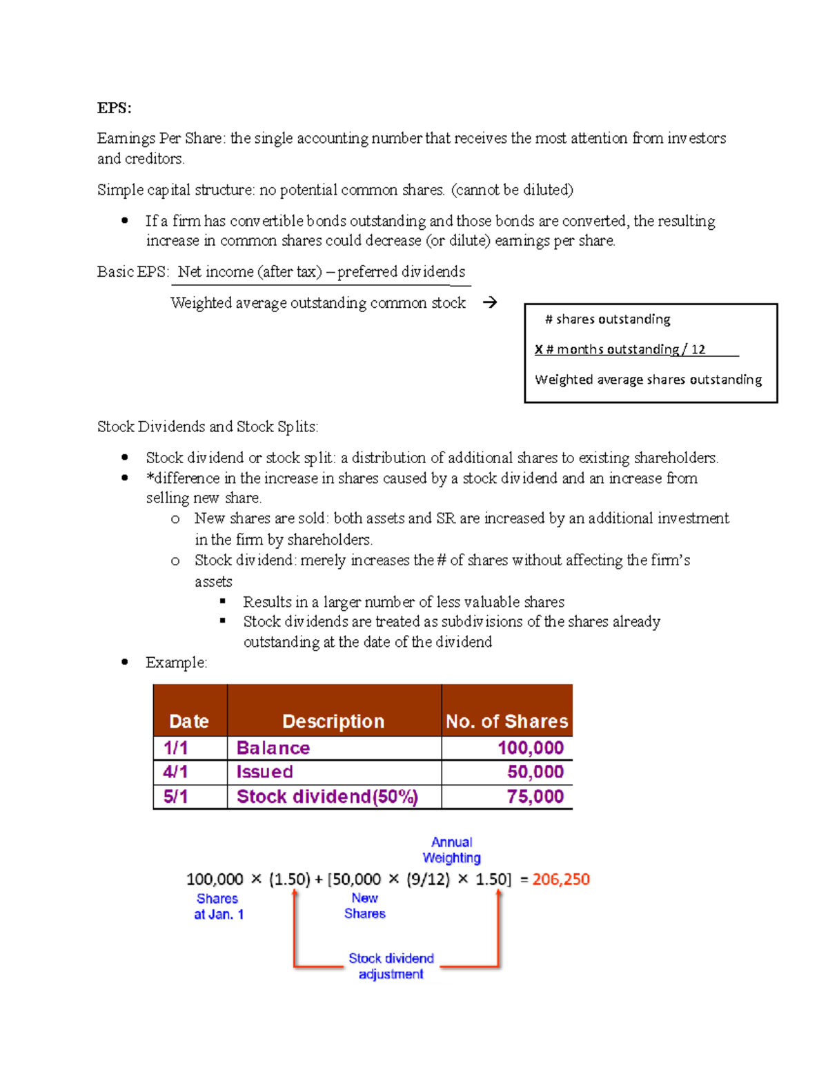 Int 2 EPS - Lecture notes EPS - EPS: Earnings Per Share: the single ...