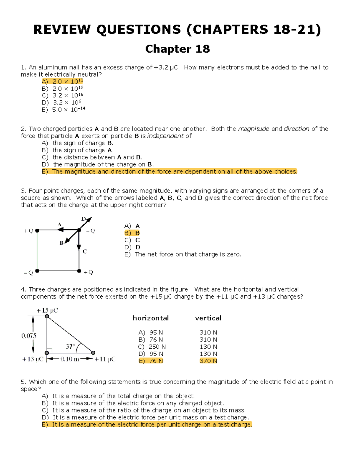 Review Questions Chapters 18-21 - REVIEW QUESTIONS (CHAPTERS 18-21 ...