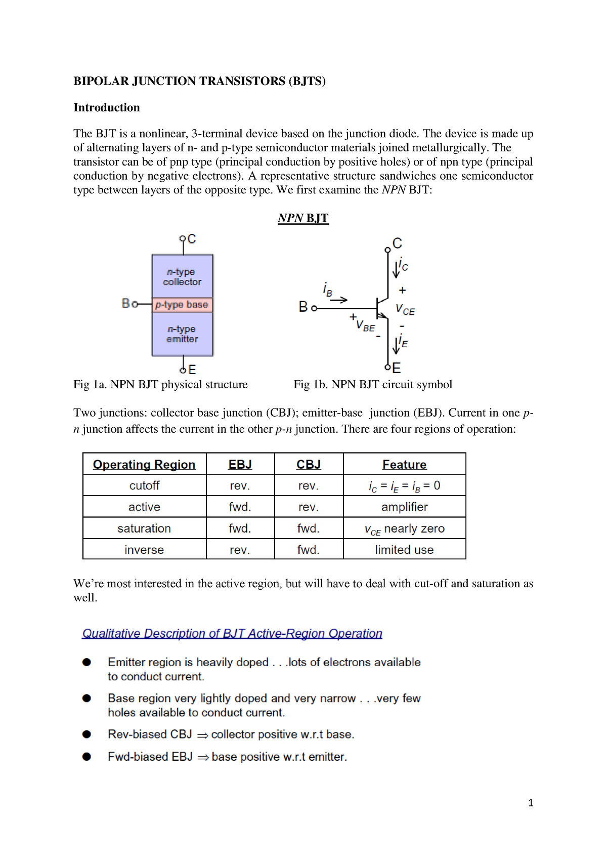 Bipolar Junction Transistors - BIPOLAR JUNCTION TRANSISTORS (BJTS ...