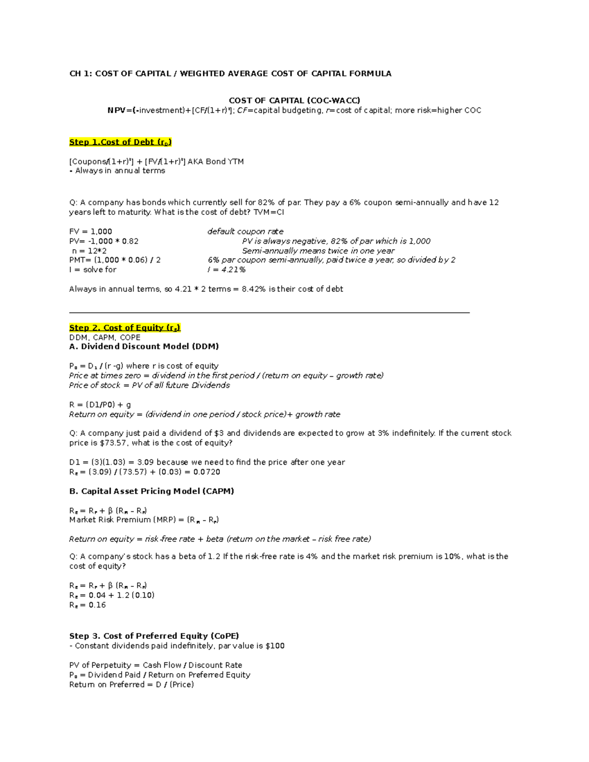 formula-sheet-ch1-8-ch-1-cost-of-capital-weighted-average-cost
