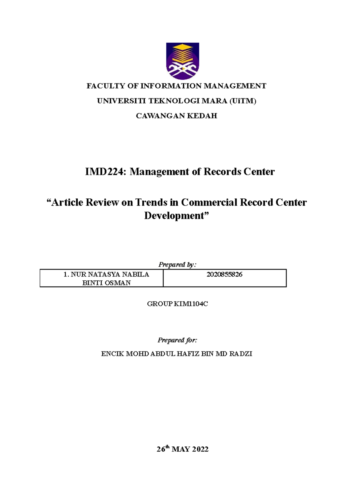 article review example uitm