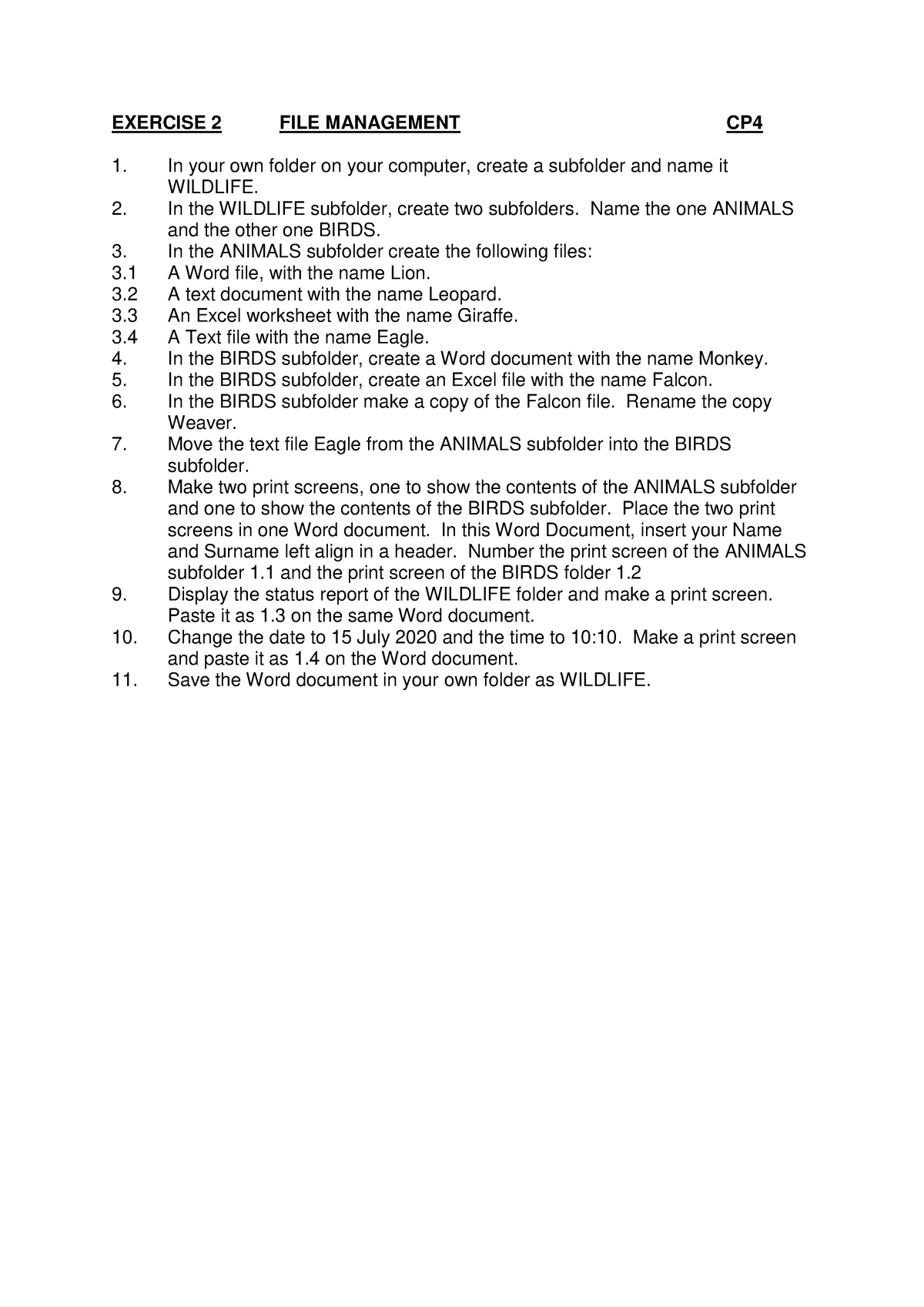 2.-computer-practice-n4-file-management- Wildlife - Exercise 2 File 