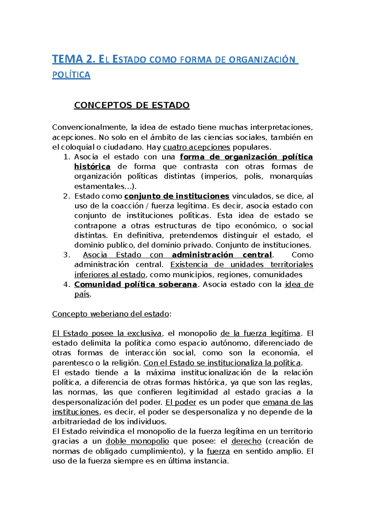TEMA 2. EL Estado. - TEMA 2. EL ESTADO COMO FORMA DE ORGANIZACIÓN ...
