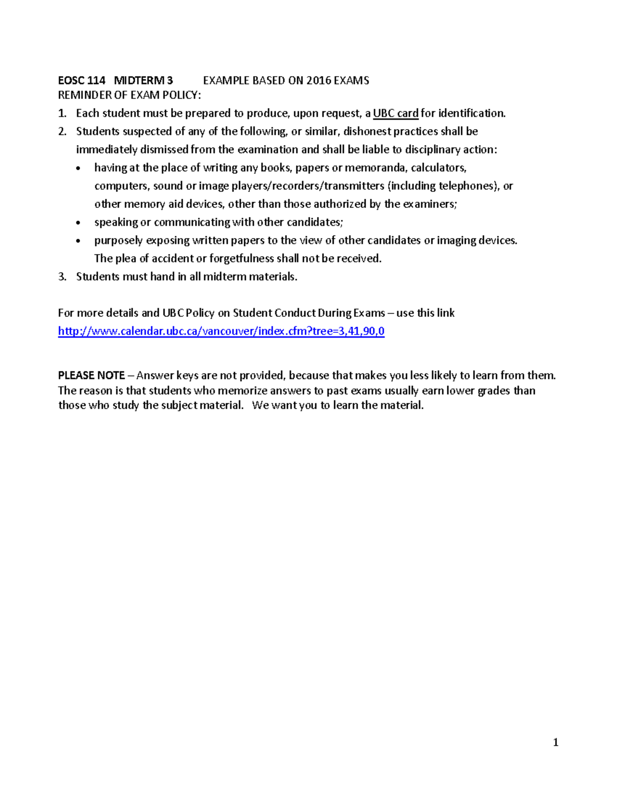 EOSC114 Practice Midterm 3 - EOSC 114 MIDTERM 3 EXAMPLE BASED ON 2016 ...
