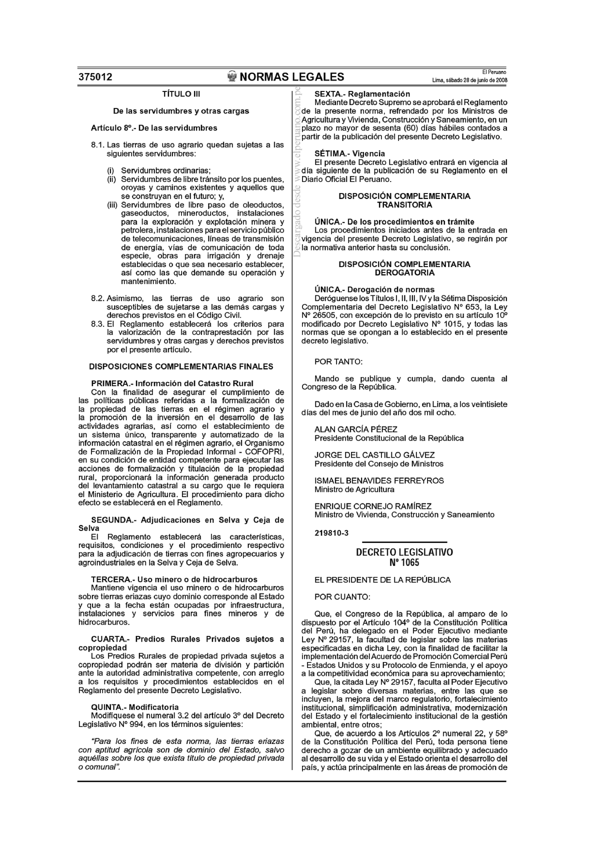 DL 1065 Que Modificatoria De La Ley 27314 - Ecología Y Medio Ambiente ...